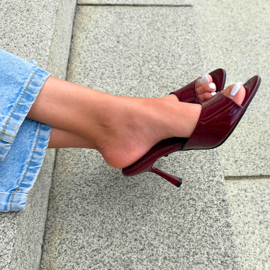 Wine Leather Mule Heel - Milan