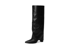 Black Fold-Over LEATHER Boots - Ray