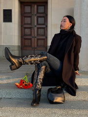 Black Stitch Western Knee-High Boot – Rodeo