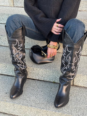 Black Stitch Western Knee-High Boot – Rodeo