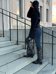 Black Stitch Western Knee-High Boot – Rodeo