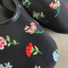 Black Floral Mesh Ballet Flat – Elise