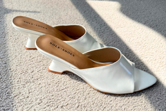 White Leather Wedge Mule – Cleo