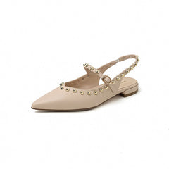 Nude Leather Slingback Flats – Camille