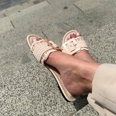 Cream Raffia Flat – Isla