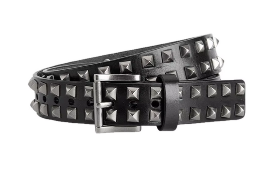 Black Leather Studded Belt - Rogue