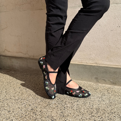 Black Floral Mesh Ballet Flat – Elise