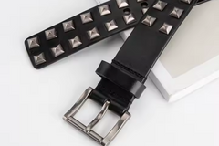 Black Leather Studded Belt - Rogue