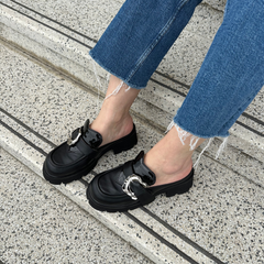 Chunky Platform Black Leather Mule – Ryder