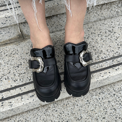 Chunky Platform Black Leather Mule – Ryder
