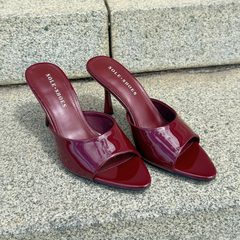 Wine Leather Mule Heel - Milan