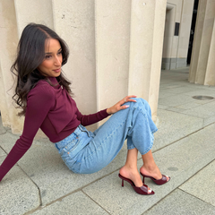 Wine Leather Mule Heel - Milan