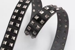 Black Leather Studded Belt - Rogue