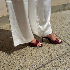 Wine Leather Mule Heel - Milan