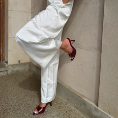 Wine Leather Mule Heel - Milan