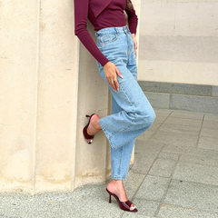 Wine Leather Mule Heel - Milan