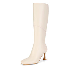 Cream Leather Knee-High Boots – Lila