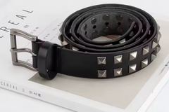 Black Leather Studded Belt - Rogue