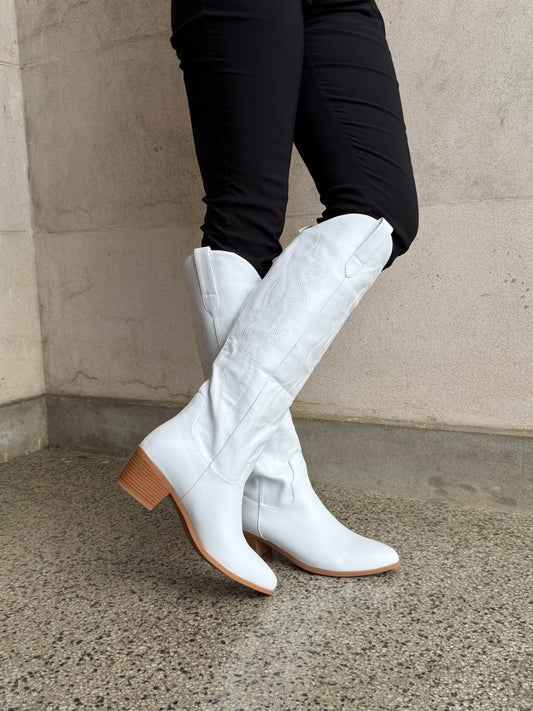 White Stitch Western Knee-High Boot – Rodeo