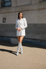 Silver Rhinestone Leather Knee-High Boots – Dixie