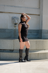 Standard Fit Black Leather Knee-High Boots – Tess