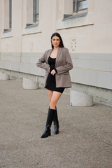 Wide Fit Black Leather Knee-High Boots – Tess