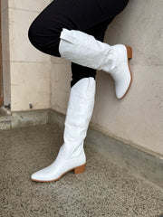 White Stitch Western Knee-High Boot – Rodeo