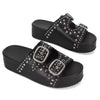 Black Studded Chunky Slides - Luna