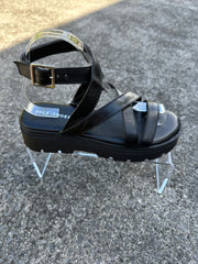Sofia Sandal Black Flats by Sole Shoes NZ F28B-36