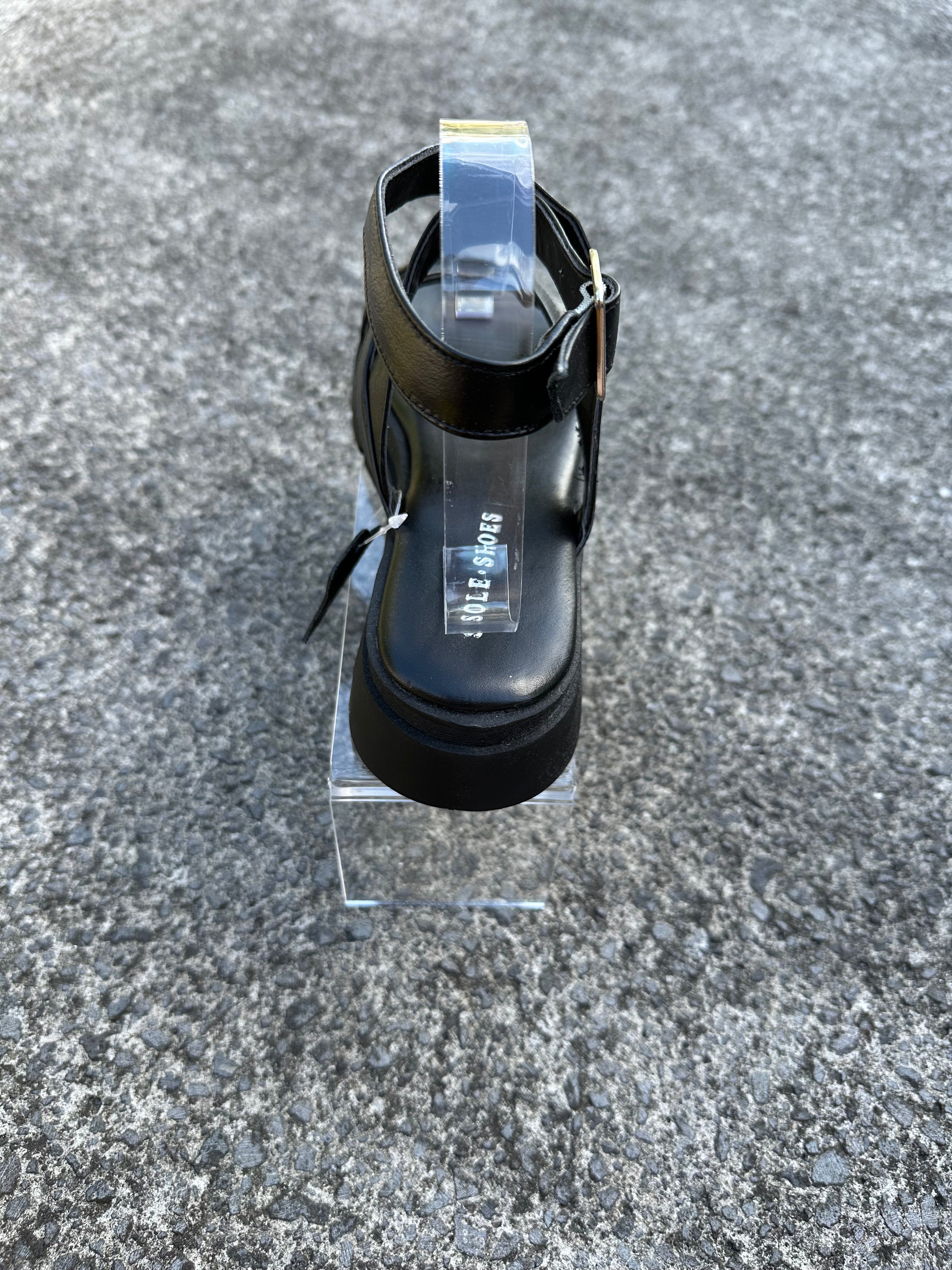 Sofia Sandal Black Flats by Sole Shoes NZ F28B-36