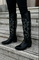 Black Stitch Western Knee-High Boot – Rodeo