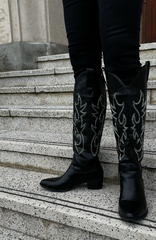 Black Stitch Western Knee-High Boot – Rodeo