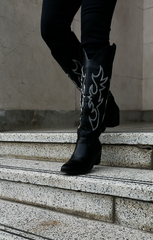 Black Stitch Western Knee-High Boot – Rodeo