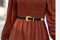 Black Suede Leather Belt with Gold Buckle Single Strap - Sally