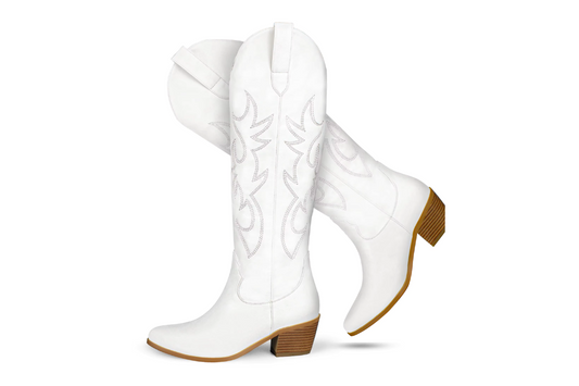 White Stitch Western Knee-High Boot – Rodeo