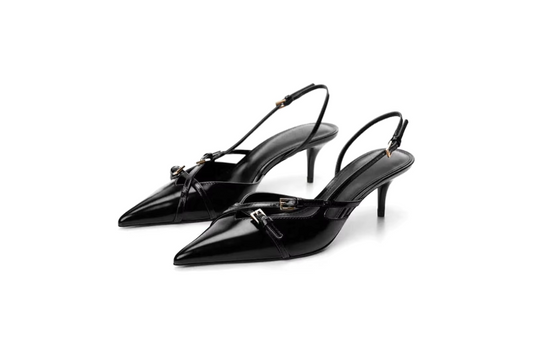 Black Patent Leather Kitten Heel – Alessia