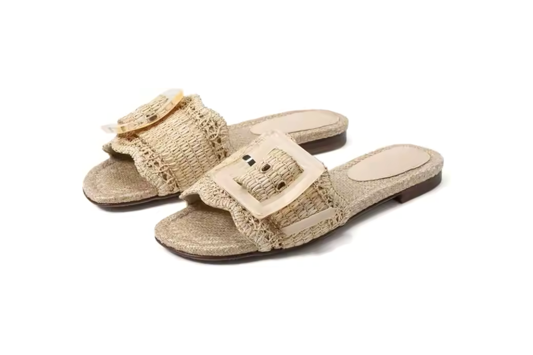 Cream Raffia Flat – Isla