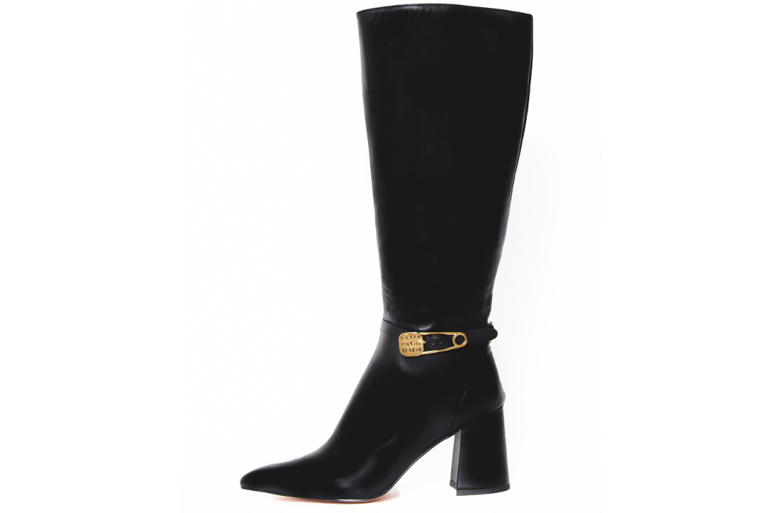 Standard Fit Black Leather Knee-High Boots – Tess