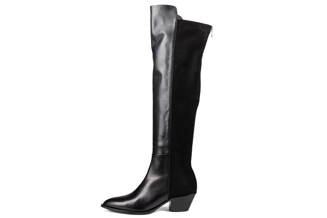 Black Knee-High Leather Boots – Selena (Standard/Wide Calf)
