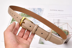 Nude Gold Buckle Leather Belt - Rachel