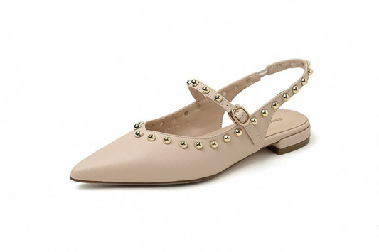 Nude Leather Slingback Flats – Camille