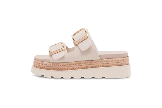 Cream Leather Platform Slide – Solea