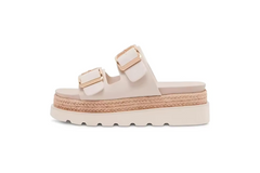 Cream Leather Platform Slide – Solea