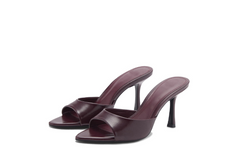 Wine Leather Mule Heel - Milan