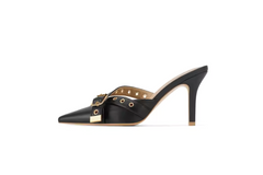 Black Leather Mule - Mara