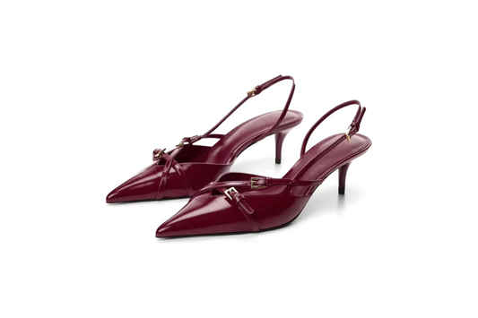 Wine Leather Kitten Heel – Alessia