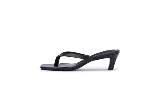 Black Kitten Heel Thong Sandal - Sid
