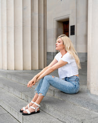 Anne Sandal White PREORDER Flats by Sole Shoes NZ F17-36