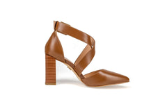 Debbie Strap Block Heels Tan Heels by Sole Shoes NZ H4-36