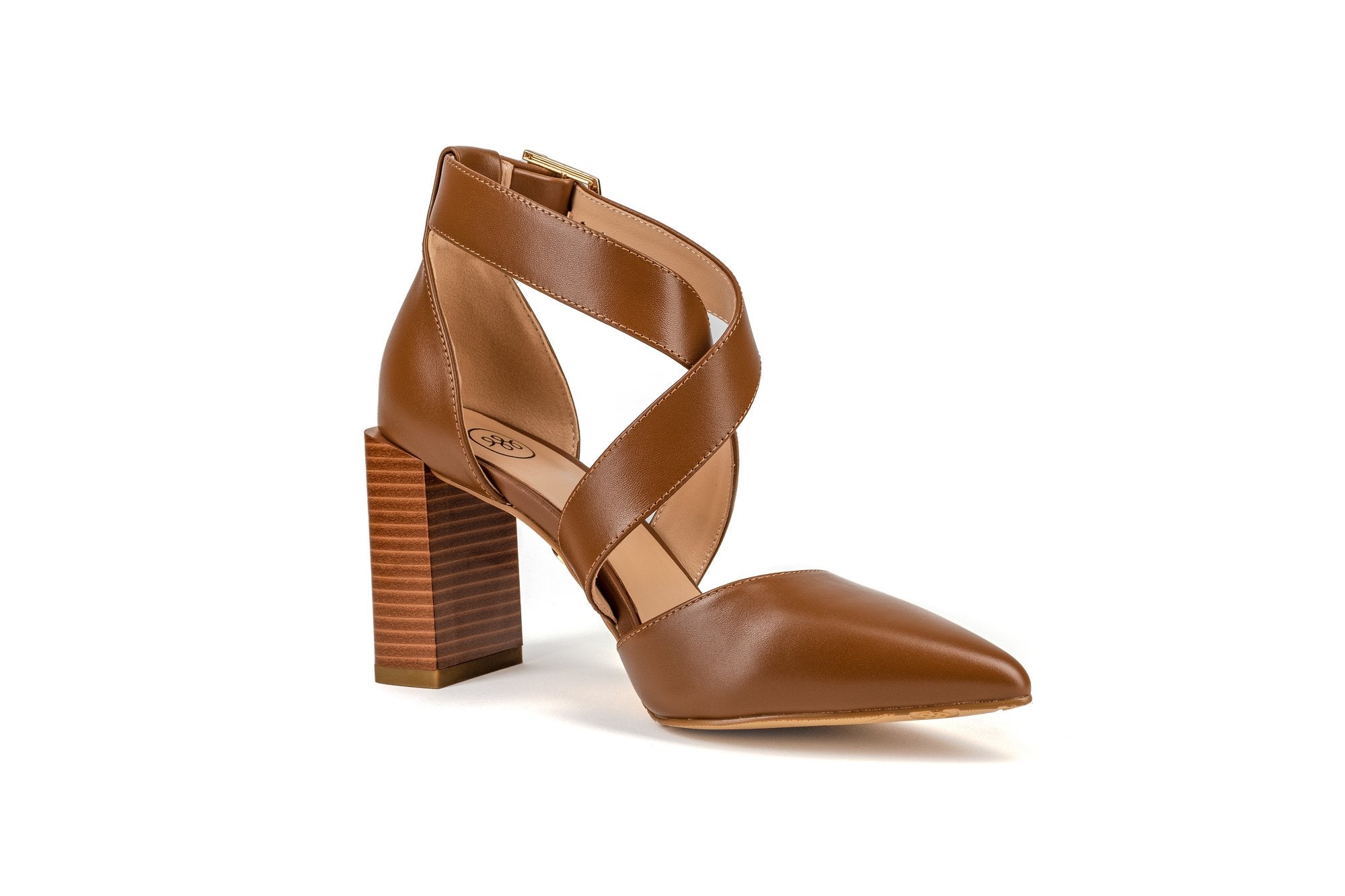 Debbie Strap Block Heels Tan Heels by Sole Shoes NZ H4-36